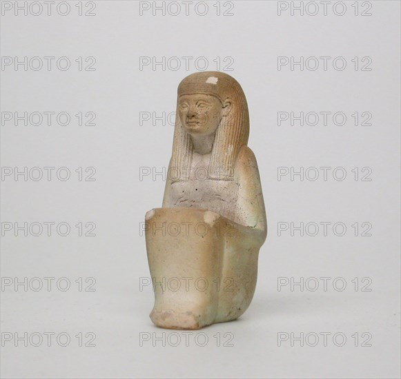 Statuette of the Goddess Maat, New Kingdom, Dynasty 18 or earlier (1623–1293 BC), Egyptian, Egypt, Ceramic, 6.4 × 3.2 × 3 cm (2 1/2 × 1 1/4 × 1 3/16 in.)