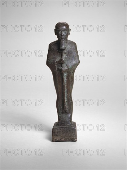Statuette of Ptah, Late Period, Dynasty 26–30 (about 664–332 BC), Egyptian, Egypt, Copper alloy and gold, 15 × 7 × 5.5 cm (5 7/8 × 2 × 1 1/2 in.)