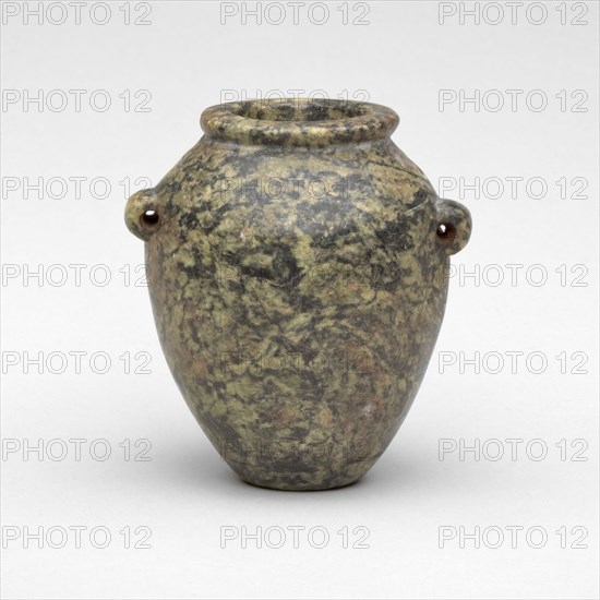 Vessel with Lug Handles, Predynastic Period–Old Kingdom (about 4000–2250 BC), Egyptian, Egypt, Stone, 7.2 × 5.6 × 4.5 cm (2 7/8 × 2 1/4 × 1 3/4 in.)