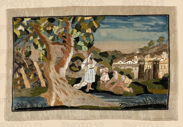 Picture, 1801/25, Sweden, Sweden, Silk, satin weave, embroidered, 33 x 22.9 cm (13 x 9 in.)