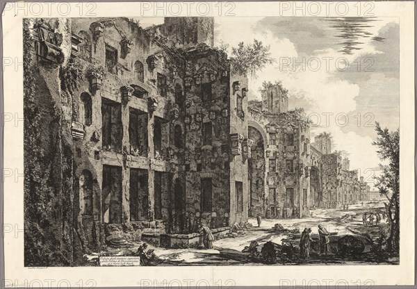View of Visible Remains of the Baths of Diocletian at S. Maria degli Angeli, from Views of Rome, 1774, published 1800–07, Giovanni Battista Piranesi (Italian, 1720-1778), published by Francesco (Italian, 1758-1810) and Pietro Piranesi (Italian, born 1758/9), Italy, Etching on heavy ivory laid paper, 459 x 694 mm (image), 469 x 700 mm (plate), 526 x 760 mm (sheet)