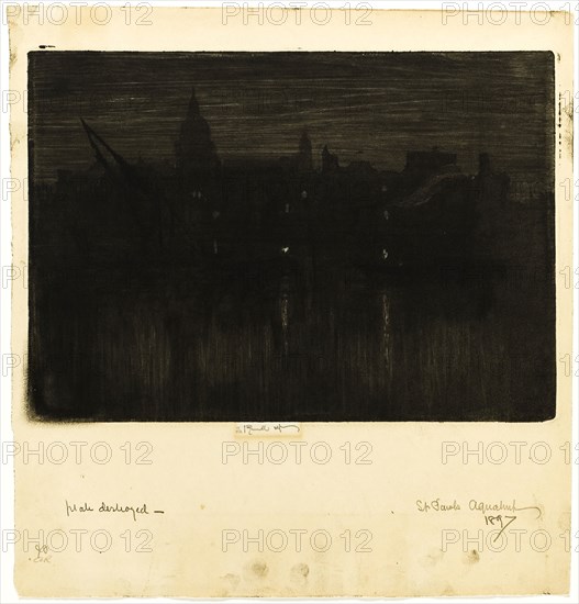 St. Paul’s, 1894, Joseph Pennell, American, 1857-1926, United States, Aquatint with sandpaper ground on cream wove paper, 176 x 250 mm (image), 280 x 270 mm (sheet)