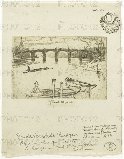 Vauxhall Bridge, 1893, Joseph Pennell, American, 1857-1926, United States, Etching on ivory laid paper, 150 x 98 mm (plate), 189 x 235 mm (sheet)