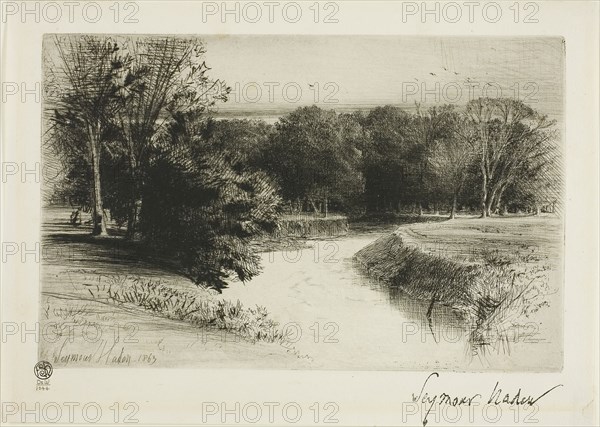 A Sunset in Ireland, 1863, Francis Seymour Haden, English, 1818-1910, England, Etching and drypoint on ivory laid paper, 137 × 214 mm (image/plate), 172 × 240 mm (sheet)