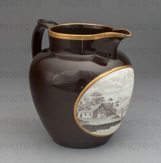 Jug, 1810/20, Spode Pottery & Porcelain Factory, English, founded 1767, Stoke on Trent, Lead-glazed earthenware with lustre decoration, 16 x 17.8 cm (6 5/16 x 7 in.)