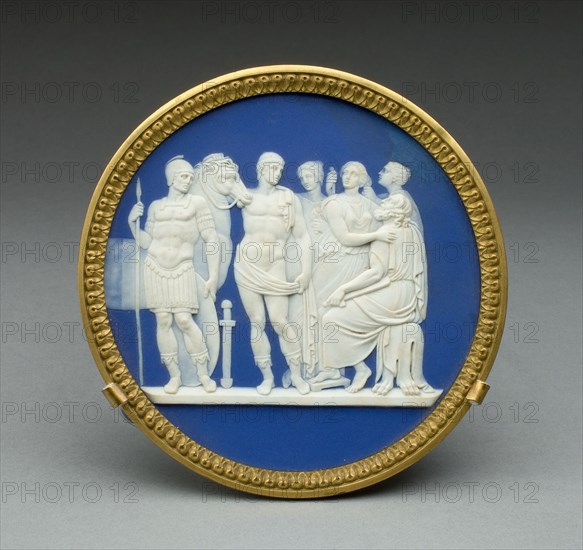 Plaque with Priam and Achilles, c. 1790, Wedgwood Manufactory, England, founded 1759, Burslem, Stoneware (jasperware), Diam. 13 cm (5 1/8 in.)