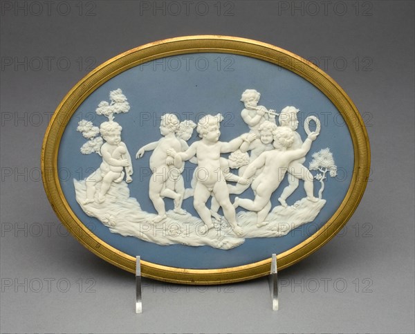 Plaque with Boys Playing, 1769/80, Wedgwood Manufactory, England, founded 1759, Burslem, Stoneware (jasperware), 17.3 × 22.4 cm (6 13/16 × 8 13/16 in.)