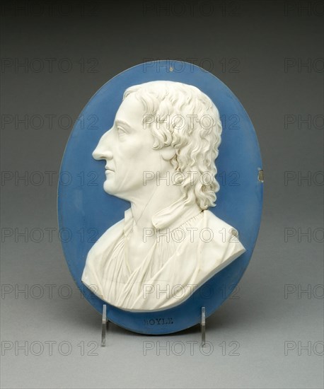 Plaque with Robert Boyle, 1779/80, Wedgwood Manufactory, England, founded 1759, Burslem, Stoneware (jasperware), 33 × 26.4 × 3 cm (13 × 10 3/8 × 1 3/16 in.)