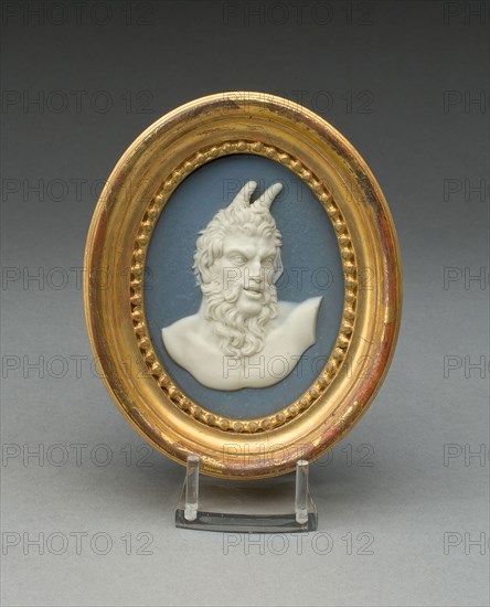 Plaque with Head of a Satyr, 1770, Wedgwood Manufactory, England, founded 1759, Burslem, Stoneware (jasperware), 12.1 × 8.6 × 2.4 cm (4 3/4 × 3 3/8 × 15/16 in.)