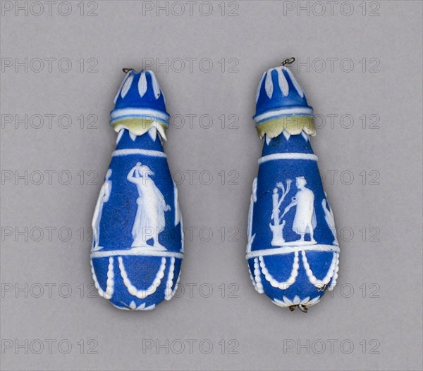 Ear Drops, Late 18th century, Wedgwood Manufactory, England, founded 1759, Burslem, Stoneware (jasperware), H. 3.5 cm (1 3/8 in.), diam. 1.2 cm (1/2 in.)