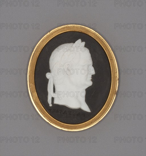 Medallion with Vespasian, Late 18th century, Wedgwood Manufactory, England, founded 1759, Burslem, Stoneware (jasperware), 5.9 × 5.1 × 0.8 cm (2 5/16 × 2 × 5/16 in.)