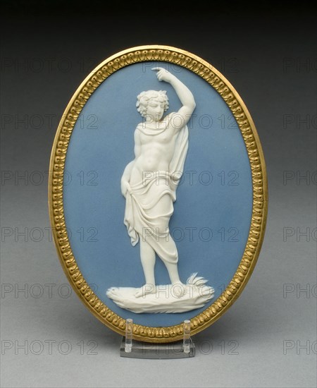 Plaque with Bacchus, 1769/80, Wedgwood Manufactory, England, founded 1759, Burslem, Stoneware (jasperware), 13.5 × 11.8 cm (6 5/16 × 4 /58 in.)