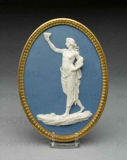 Plaque with Bacchanalian Figure, 1769/80, Wedgwood Manufactory, England, founded 1759, Burslem, Stoneware (jasperware), Overall: 16.2 × 11.9 cm (6 3/8 × 4 11/16 in.)