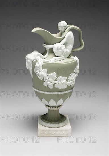 Wine Ewer, 1785/90, Wedgwood Manufactory, England, founded 1759, Etruria, Staffordshire, England, Burslem, Stoneware (jasperware), 38.1 × 18.4 cm (15 × 7 1/4 in.)