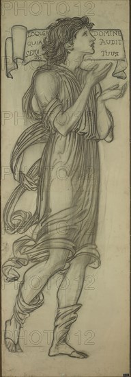Samuel (Cartoon for Lady Chapel east window), March 1872, Sir Edward Burne-Jones, English, 1833-1898, England, Charcoal and pen and ink on paper, 1,759 × 616 mm