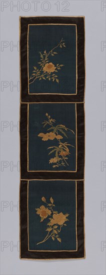Panel (Furnishing Fabric), Qing dynasty (1644–1911), 1875/1900, China, Silk, tapestry weave, k'o-ssu, 88.2 × 23.6 cm (34 3/4 × 9 1/4 in.)
