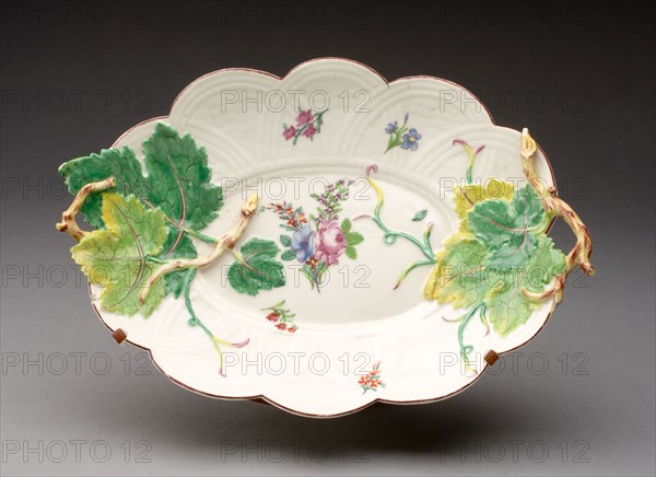Dish, c. 1750, Chelsea Porcelain Manufactory, London, England, c. 1745-1784, Chelsea, Soft-paste porcelain, polychrome enamels, 27.3 × 19.1 cm (10 3/4 × 7 1/2 in.)