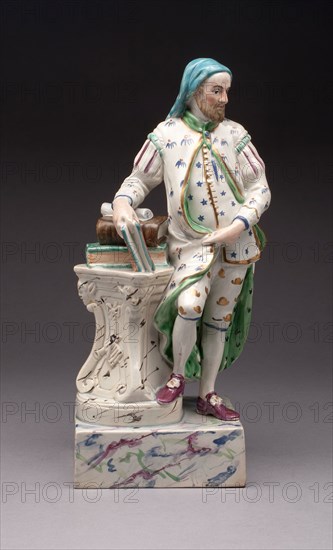 Figure of Geoffrey Chaucer, c. 1790, Ralph Wood (the Younger), English, 1748-95, Staffordshire, Lead-glazed earthenware, 30.8 x 13.3 x 13.3 cm (12 1/8 x 5 1/4 x 5 1/4 in.)