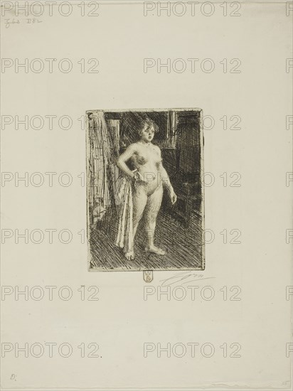 Venus de la Villette, 1893, Anders Zorn, Swedish, 1860-1920, Sweden, Etching on ivory laid paper, 135 x 96 mm (image), 139 x 101 mm (plate), 329 x 253 mm (sheet)