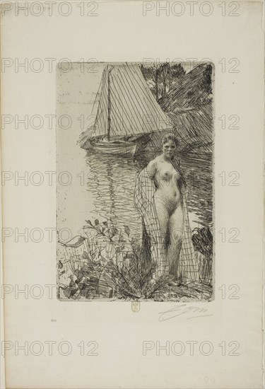 My Model and my Boat, 1894, Anders Zorn, Swedish, 1860-1920, Sweden, Etching on ivory laid paper, 238 x 158 mm (image/plate), 386 x 263 mm (sheet)