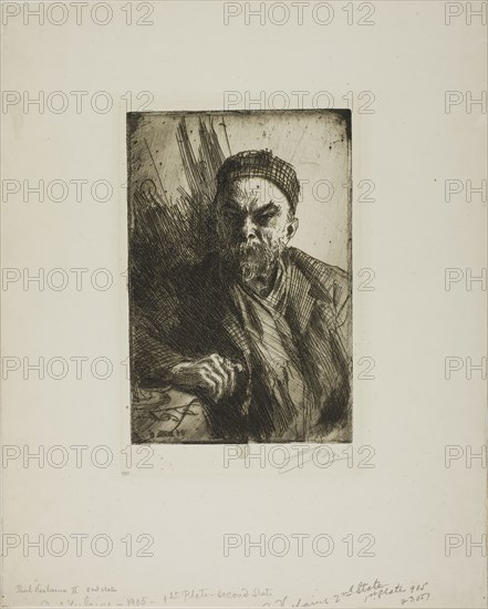 Paul Verlaine II, 1895, Anders Zorn, Swedish, 1860-1920, Sweden, Etching on ivory laid paper, 237 x 160 mm (image/plate), 435 x 347 mm (sheet)