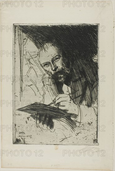 Carl Larsson, 1897, Anders Zorn, Swedish, 1860-1920, Sweden, Etching on ivory laid paper, 268 x 190 mm (image), 278 x 199 mm (plate), 385 x 259 mm (sheet)
