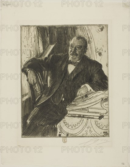 Grover Cleveland II, 1899, Anders Zorn, Swedish, 1860-1920, Sweden, Etching on ivory laid paper, 223 x 174 mm (image/plate), 325 x 253 mm (sheet)