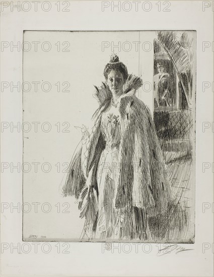 H. R. H. Princess Ingeborg of Sweden I, 1900, Anders Zorn, Swedish, 1860-1920, Sweden, Etching on white wove paper, 299 x 244 mm (image/plate), 386 x 301 mm (sheet)