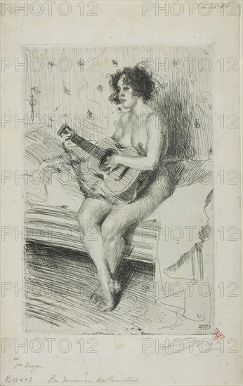 The Guitar-Player, 1900, Anders Zorn, Swedish, 1860-1920, Sweden, Etching on white laid paper, 238 x 159 mm (image/plate), 314 x 199 mm (sheet)