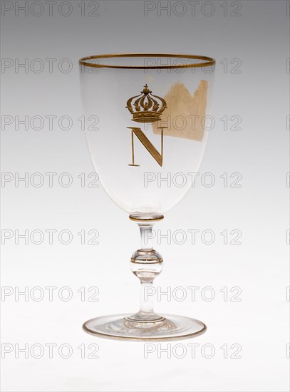 Wine Glass, Mid 19th century, Attributed to Baccarat Glassworks, French, founded 1764, France, Glass with gilding, H. 10.8 cm (4 1/4 in.)