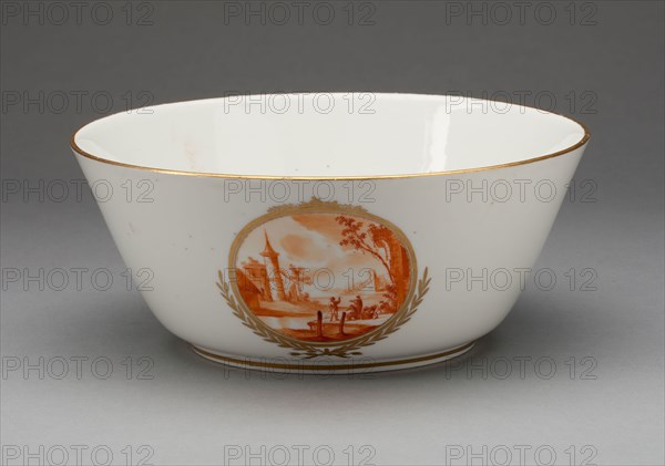 Bowl, 1766, Robert Pottery Factory, French, late 18th century, Marseille, Hard-paste porcelain, orange monochrome, and gilding, Depth: 8.3 cm (3 1/4 in.), diam. 20.3 cm (8 in.)