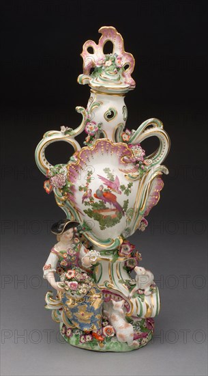 Potpourri Vase with Shepherdess, 1760/65, Chelsea Porcelain Manufactory, London, England, c. 1745-1784, Chelsea, Soft-paste porcelain, polychrome enamels and gilding, 34.6 × 15.4 cm (13 5/8 × 6 1/16 in.)