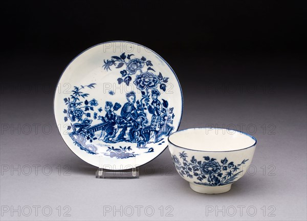 Cup and Saucer, c. 1775, Worcester Porcelain Factory, Worcester, England, founded 1751, Worcester, Soft-paste porcelain with underglaze blue decoration, Cup: H. 4.4 cm (1 3/4 in.), diam. 7.8 cm (3 1/16 in.)