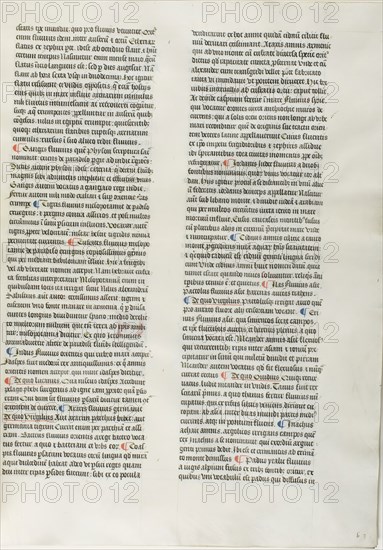 Folio Eleven from Burchard of Sion’s De locis ac mirabilibus mundi, or an Illuminated Geography, c. 1460, French (Paris), written by Burchard of Mount Sion (German, active 13th century), France, Folio from a partial manuscript with decorated letters and other decorations in tempera and gold leaf, and with Latin inscriptions in black and brown ink, ruled in light brown ink, on vellum, 500 × 390 mm (average)