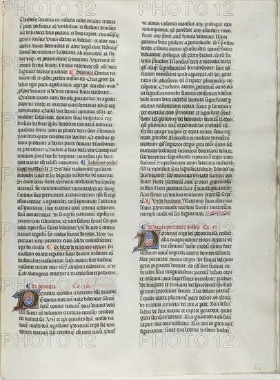 Folio Twelve from Burchard of Sion’s De locis ac mirabilibus mundi, or an Illuminated Geography, c. 1460, French (Paris), written by Burchard of Mount Sion (German, active 13th century), France, Folio from a partial manuscript with decorated letters and other decorations in tempera and gold leaf, and with Latin inscriptions in black and brown ink, ruled in light brown ink, on vellum, 500 × 390 mm (average)
