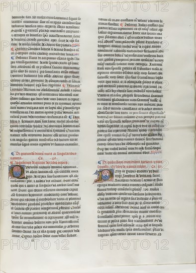 Folio Thirteen from Burchard of Sion’s De locis ac mirabilibus mundi, or an Illuminated Geography, c. 1460, French (Paris), written by Burchard of Mount Sion (German, active 13th century), France, Folio from a partial manuscript with decorated letters and other decorations in tempera and gold leaf, and with Latin inscriptions in black and brown ink, ruled in light brown ink, on vellum, 500 × 390 mm (average)