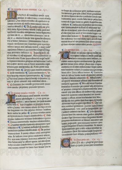 Folio Nineteen from Burchard of Sion’s De locis ac mirabilibus mundi, or an Illuminated Geography, c. 1460, French (Paris), written by Burchard of Mount Sion (German, active 13th century), France, Folio from a partial manuscript with decorated letters and other decorations in tempera and gold leaf, and with Latin inscriptions in black and brown ink, ruled in light brown ink, on vellum, 500 × 390 mm (average)