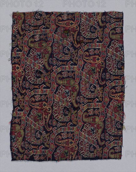 Fragment (From a shawl), 1850/99, Iran (Persia), Iran, Wool, 32.7 x 25.6 cm (12 7/8 x 9 3/4 in.)