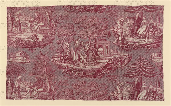 Panel (Furnishing Fabric), c. 1820, Designed by Philippe Wyngaert (Flemish, active c. 1820), France, Munster or Rouen, France, Cotton, plain weave, probably engraved roller printed, 50.9 × 83.8 cm (20 × 33 in.)