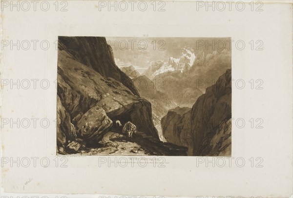 Mount Saint Gothard, plate 9 from Liber Studiorum, published February 20, 1808, Joseph Mallord William Turner (English, 1775-1851), Engraved by Charles Turner (English, 1773-1857), England, Etching and aquatint in brown on ivory paper, 178 × 260 mm (image), 207 × 290 mm (plate), 293.5 × 431.5 mm (sheet)