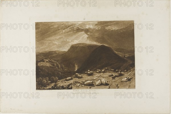Hind Head Hill, plate 25 from Liber Studiorum, published January 1, 1811, Joseph Mallord William Turner (English, 1775-1851), Engraved by Dunkarton, England, Etching and engraving on ivory paper, 179 × 260 mm (image), 209 × 290 mm (plate), 299 × 448 mm (sheet)