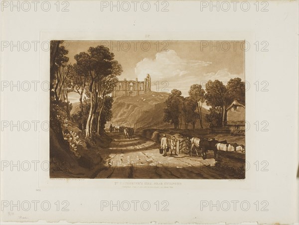St. Catherine’s Hill Near Guilford, plate 33 from Liber Studiorum, published June 1811, Joseph Mallord William Turner (English, 1775-1851), Engraved by J. C. Easling, England, Etching and engraving in brown on ivory wove paper, 181 × 260 mm (image) 212 × 290 mm (plate), 297.5 × 394.5 mm (sheet)
