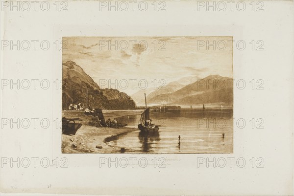 Inverary Pier, plate 35 from Liber Studiorum, published June 1, 1811, Joseph Mallord William Turner, English, 1775-1851, England, Etching and engraving in brown on ivory wove paper, 180 × 262 mm (image), 214 × 291 mm (plate), 300.5 × 448 mm (sheet)