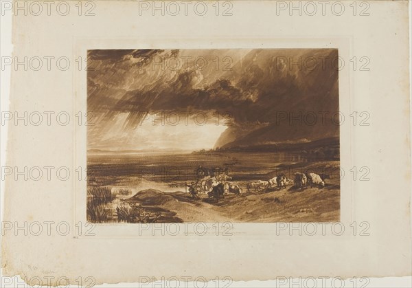 Solway Moss, plate 52 from Liber Studiorum, published January 1, 1816, Joseph Mallord William Turner (English, 1775-1851), Engraved by Tho. Lupton, England, Etching and engraving in brown on buff wove paper, 185 × 268 mm (image), 209.5 × 291.5 mm (plate), 291.5 × 434 mm (sheet)