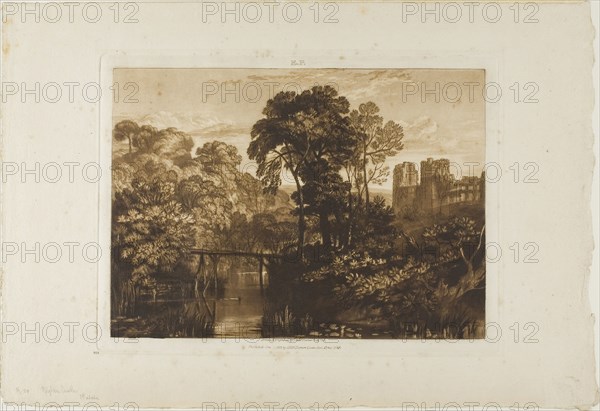 Berry Pomeroy Castle, plate 58 from Liber Studiorum, published January 1, 1816, Joseph Mallord William Turner, (English, 1775-1851), England, Engraving in brown on buff wove paper, 195 × 271 mm (image), 216 × 291.5 mm (plate), 297 × 435 mm (sheet)