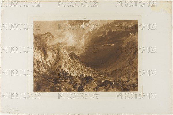 Ben Arthur, plate 69 from Liber Studiorum, published January 1, 1819, Joseph Mallord William Turner (English, 1775-1851), Engraved by T. Lupton, England, Etching and engraving in brown on ivory wove paper, 183 × 263 mm (image), 208 × 290 mm (plate), 288.5 × 440.5 mm (sheet)