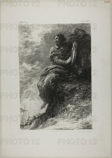 Harold: In the Mountains, 1884, Henri Fantin-Latour, French, 1836-1904, France, Lithograph in black on ivory China paper laid down on ivory wove paper, 431 × 297 mm (image), 630 × 448 mm (sheet)