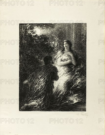 Duet of the Trojans, fifth plate, 1894, Henri Fantin-Latour, French, 1836-1904, France, Lithograph in black on off-white chine, 289 × 222 mm (image), 437 × 348 mm (sheet)