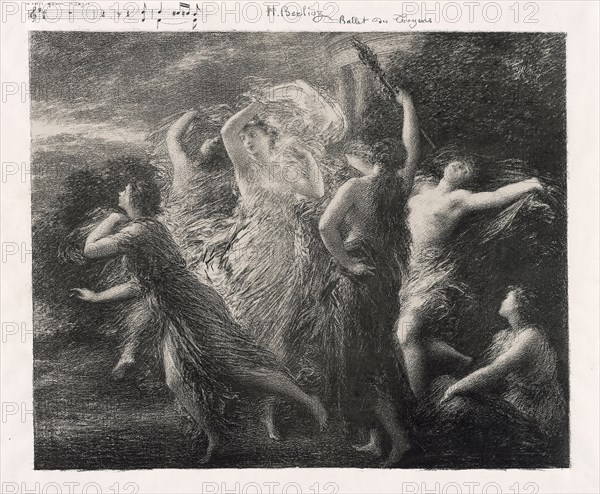 Dance of the Trojans, 1893, Henri Fantin-Latour, French, 1836-1904, France, Lithograph in black on off-white China paper laid down on white wove paper, 427 × 520 mm (image), 538 × 702 mm (sheet)