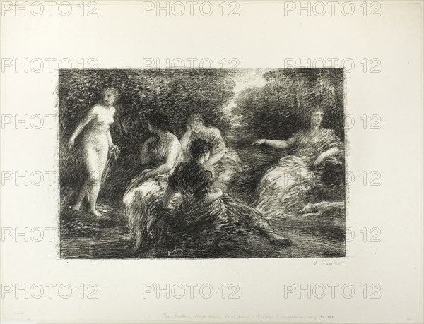 Bathing Women, third large plate, 1896, Henri Fantin-Latour, French, 1836-1904, France, Lithograph in black on ivory chine, 293 × 450 mm (image), 581 × 631 mm (sheet)